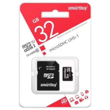 Карта памяти Smartbuy(MicroSDHC 32GB Class 10 + адаптер SD (SB32GBSDCL10-01))